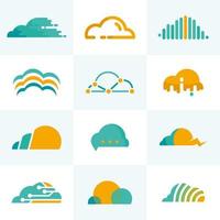 collection de logos modernes de technologie cloud vecteur