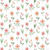 motif floral harmonieux de printemps de dessin animé avec des fleurs de prairie de couleur mignonne. isolé sur fond blanc. conception pour papier peint, textile. vecteur