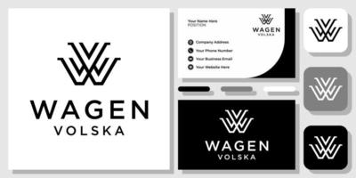 initiales lettres vw wv monogramme contour simple création de logo moderne abstrait avec modèle de carte de visite vecteur