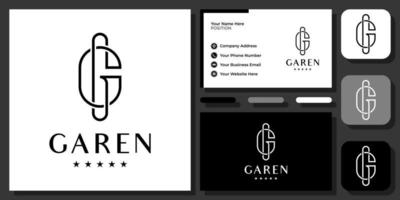 lettre initiale g ou gg élégant luxe minime simple création de logo vectoriel moderne avec carte de visite