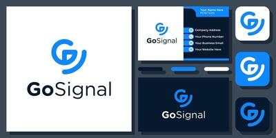 lettre initiale g signal technologie de communication connexion création de logo vectoriel avec carte de visite