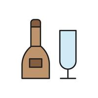 vecteur de verre de bouteille et de champagne pour la présentation de l'icône du symbole du site Web