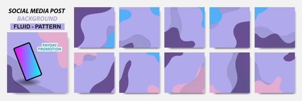 ensemble de bannières carrées en combinaison de couleurs violettes et motif de lignes de points vecteur