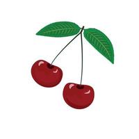 illustration vectorielle réaliste de cerises rouges avec des feuilles vertes vecteur