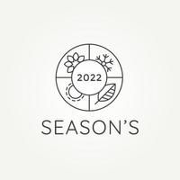 quatre saisons dans la conception d'illustration vectorielle de modèle de logo d'art de ligne de style cercle. concept de logo minimaliste simple hiver, printemps, été et automne vecteur