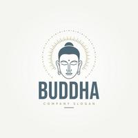 tête de bouddha avec élément de conception de mandala dessin au trait simple logo modèle illustration vectorielle conception. méditation monoline minimaliste, spiritualité, concept de logo d'icône de symbole de religion vecteur