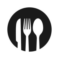 cuillère, fourchette et couteau icône illustration vectorielle dans la conception de logo de style branché vecteur