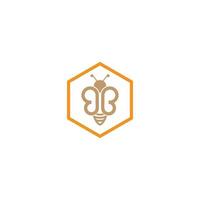 modèle de logo d'abeille hexagonale vecteur