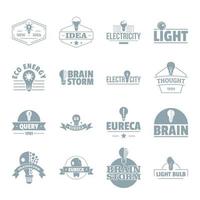 jeu d'icônes de logo de lampe, style simple vecteur