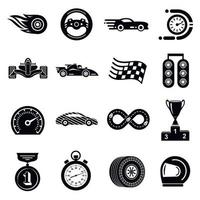 jeu d'icônes de course de voiture, style simple vecteur