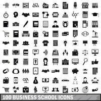 Ensemble de 100 icônes d'école de commerce, style simple vecteur