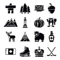 ensemble d'icônes de voyage canada, style simple vecteur