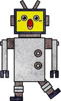 robot de dessin animé de texture grunge rétro vecteur