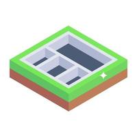 icône isométrique premium de la construction de bâtiments vecteur