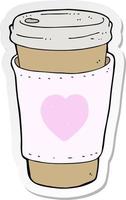 autocollant d'un dessin animé j'aime la tasse de café vecteur