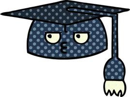 chapeau de graduation de dessin animé de style bande dessinée vecteur