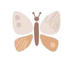 vecteur mignon papillon sympathique scandinave. thème heureux de dessin animé d'insectes. élément de design bébé boho isolé sur fond blanc