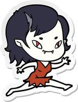 autocollant d'une fille vampire amicale de dessin animé en cours d'exécution vecteur