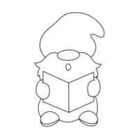 le gnome chante une chanson de Noël. page de livre de coloriage pour les enfants. personnage de style dessin animé. illustration vectorielle isolée sur fond blanc. vecteur
