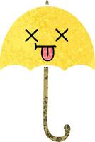 parapluie de dessin animé de style illustration rétro vecteur