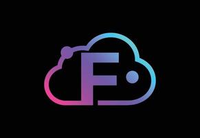 lettre initiale du monogramme f avec le nuage. logo du service informatique en nuage. logo de la technologie cloud vecteur