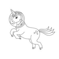 licorne fée magique. cheval mignon. page de livre de coloriage pour les enfants. personnage de style dessin animé. illustration vectorielle isolée sur fond blanc. vecteur