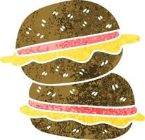 sandwich de dessin animé de style rétro excentrique vecteur