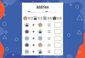 addition avec différents éléments pour les enfants. une page éducative pour les enfants. conception de vecteur