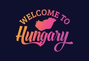 Bienvenue en Hongrie. illustration de conception de police créative de texte de mot. signe de bienvenue vecteur