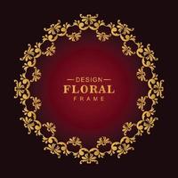 cadre floral de luxe doré classique fond rouge vecteur