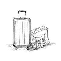 dessiner à la main la conception de croquis de bagages de voyage vecteur