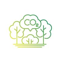 compensation carbone, icône de ligne de réduction de gaz co2