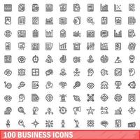 Ensemble de 100 icônes d'affaires, style de contour
