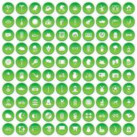 100 icônes de vélo définissent un cercle vert vecteur