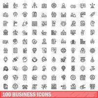 Ensemble de 100 icônes d'affaires, style de contour