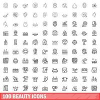 Ensemble de 100 icônes de beauté, style de contour