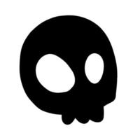 doodle de crâne humain mort noir et blanc vecteur