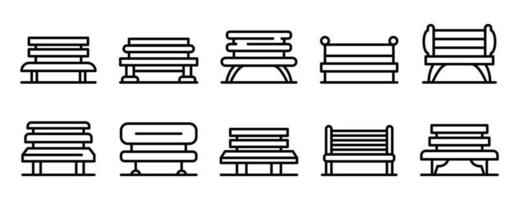 jeu d'icônes de banc de parc, style de contour vecteur