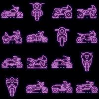 moto, icônes, ensemble, vecteur, néon vecteur