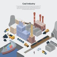 fond de concept d'usine de l'industrie du charbon, style isométrique