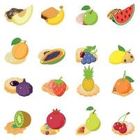 jeu d'icônes de gâteau aux fruits, style isométrique vecteur