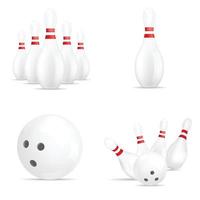 jeu de maquette de bowling kegling, style réaliste vecteur