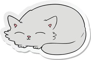 autocollant d'un chat de dessin animé qui dort vecteur