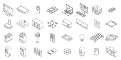 icônes de maison intelligente définies contour vectoriel