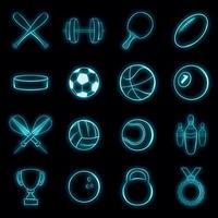 icônes de sport définies vecteur néon