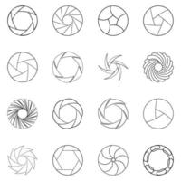 contour de l'ensemble d'icônes de diaphragme photo vecteur