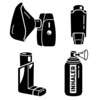 jeu d'icônes d'inhalateur, style simple vecteur
