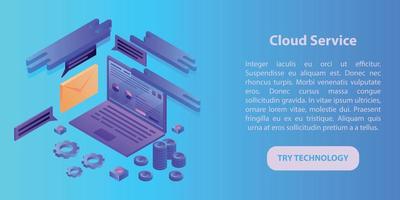 bannière de concept de service cloud, style isométrique vecteur