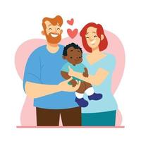 concept d'adoption interraciale vecteur