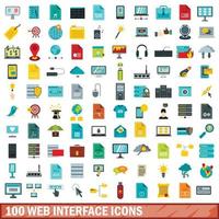 Ensemble de 100 icônes d'interface web, style plat vecteur